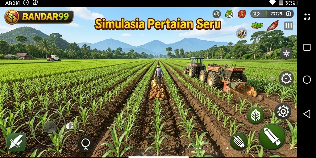 Tampilan gameplay seru dalam BANDAR99 saat bertani.