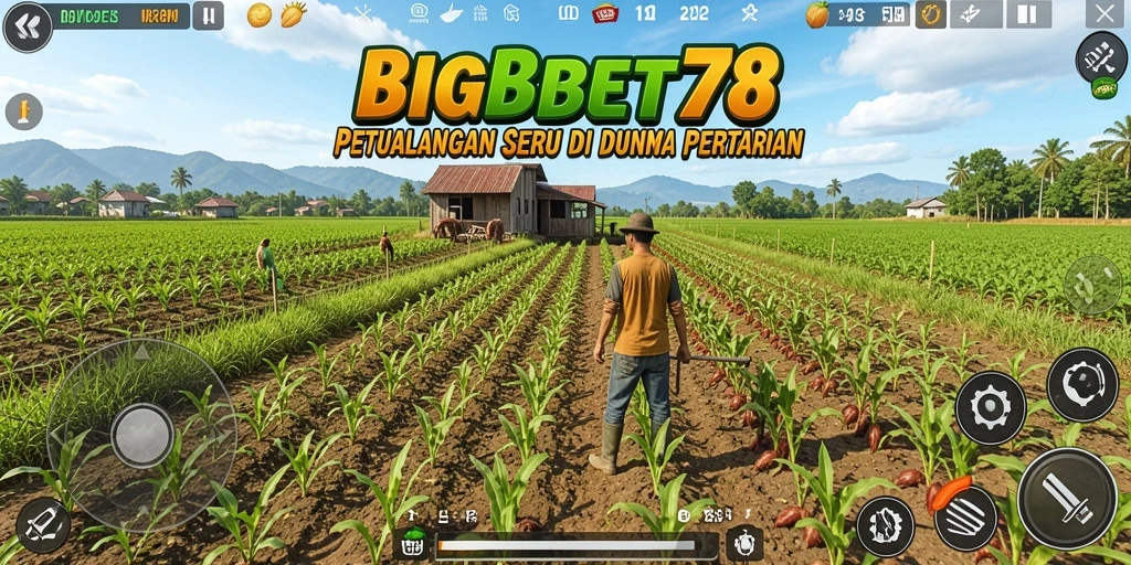 Tangkapan layar gameplay seru dalam BIGBET78 menampilkan ladang yang subur.