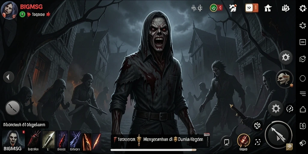 Tangkapan layar gameplay menakutkan yang menggambarkan suasana Horror.