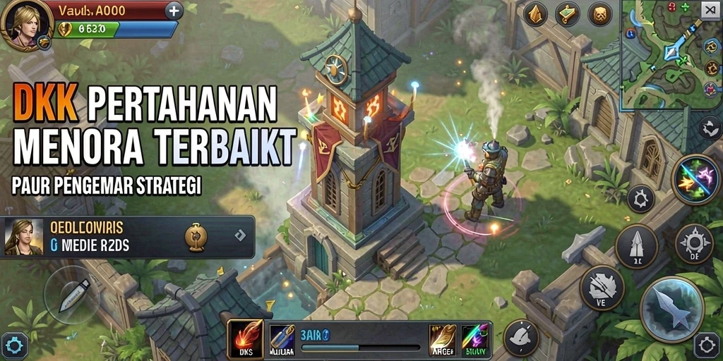 Screenshot DKK menunjukkan medan perang Tower Defense yang seru.