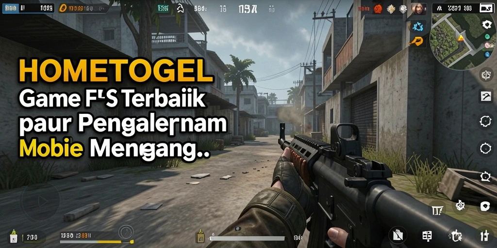 Tangkapan layar utama HOMETOGEL menampilkan aksi gameplay FPS yang seru.