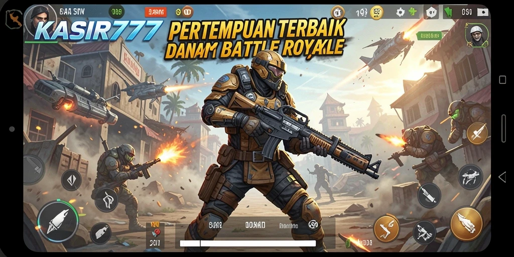 Screenshot KASIR777 menampilkan aksi pertempuran yang seru di arena Battle Royale.