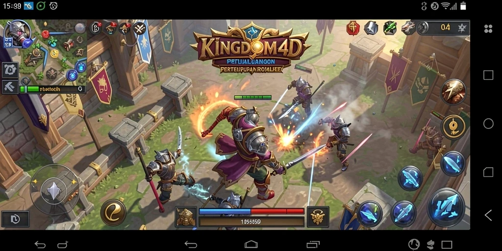 Cuplikan layar KINGDOM4D menunjukkan aksi tempur yang mendebarkan.