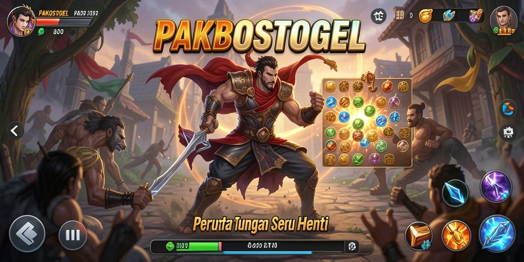 Tampilan permainan <strong>PAKBOSTOGEL</strong> menampilkan pertarungan seru antara karakter-karakter unik.