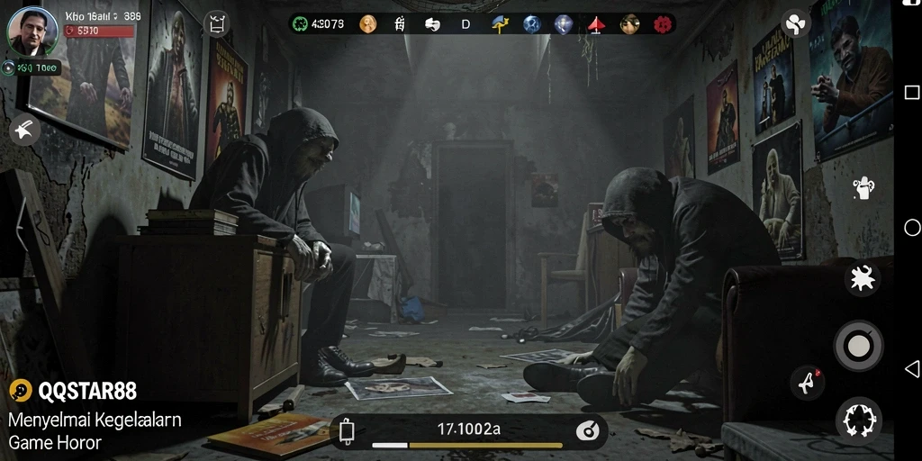 Screenshot gameplay horor dari QQSTAR88 yang penuh ketegangan.