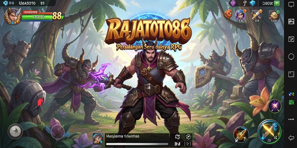 Tampilan gameplay RAJATOTO88 yang menampilkan pertarungan dan eksplorasi dunia.