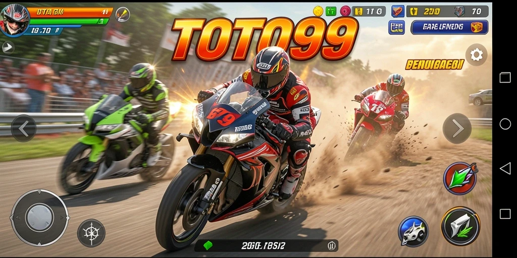 Tampilan aksi seru dalam gameplay balap motor TOTO99.