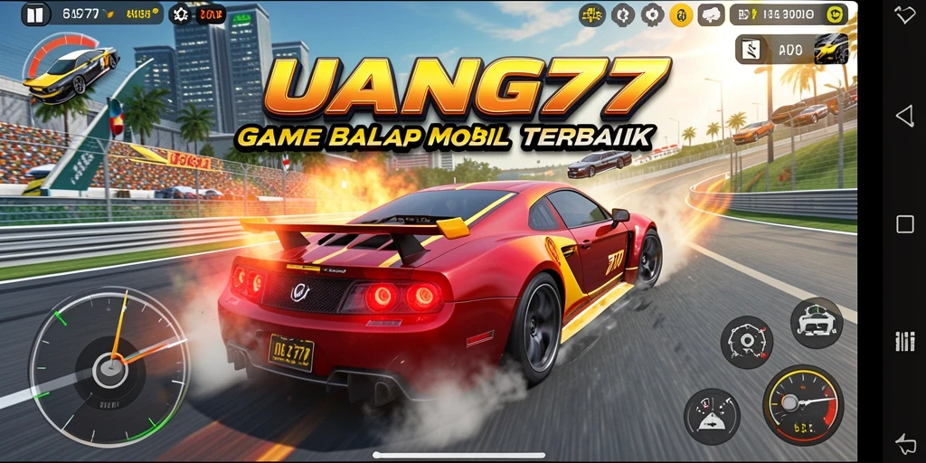 Tampilan gameplay UANG77 yang mendebarkan dengan mobil balap berkualitas tinggi.