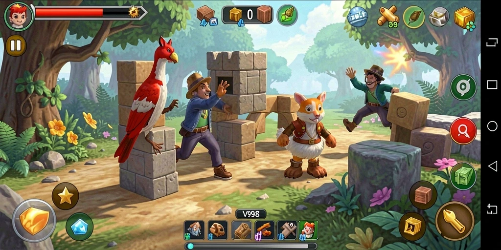 Screenshot gameplay V98 menampilkan tantangan Puzzle yang menarik.